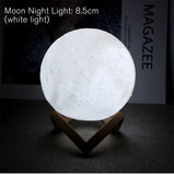 8cm Battery-Powered LED Moon Lamp with Stand