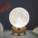 8cm Battery-Powered LED Moon Lamp with Stand