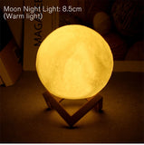 8cm Battery-Powered LED Moon Lamp with Stand