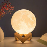 8cm Battery-Powered LED Moon Lamp with Stand