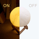 8cm Battery-Powered LED Moon Lamp with Stand