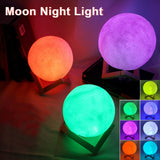 8cm Battery-Powered LED Moon Lamp with Stand