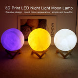 8cm Battery-Powered LED Moon Lamp with Stand