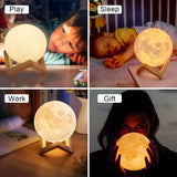 8cm Battery-Powered LED Moon Lamp with Stand